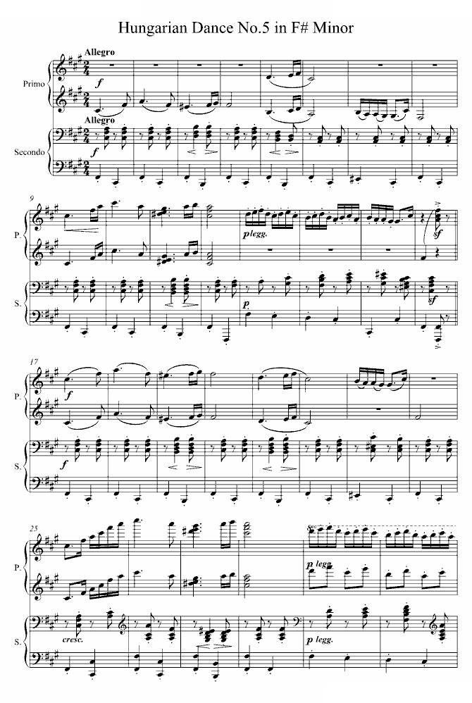 原版的匈牙利舞曲（四手联弹）