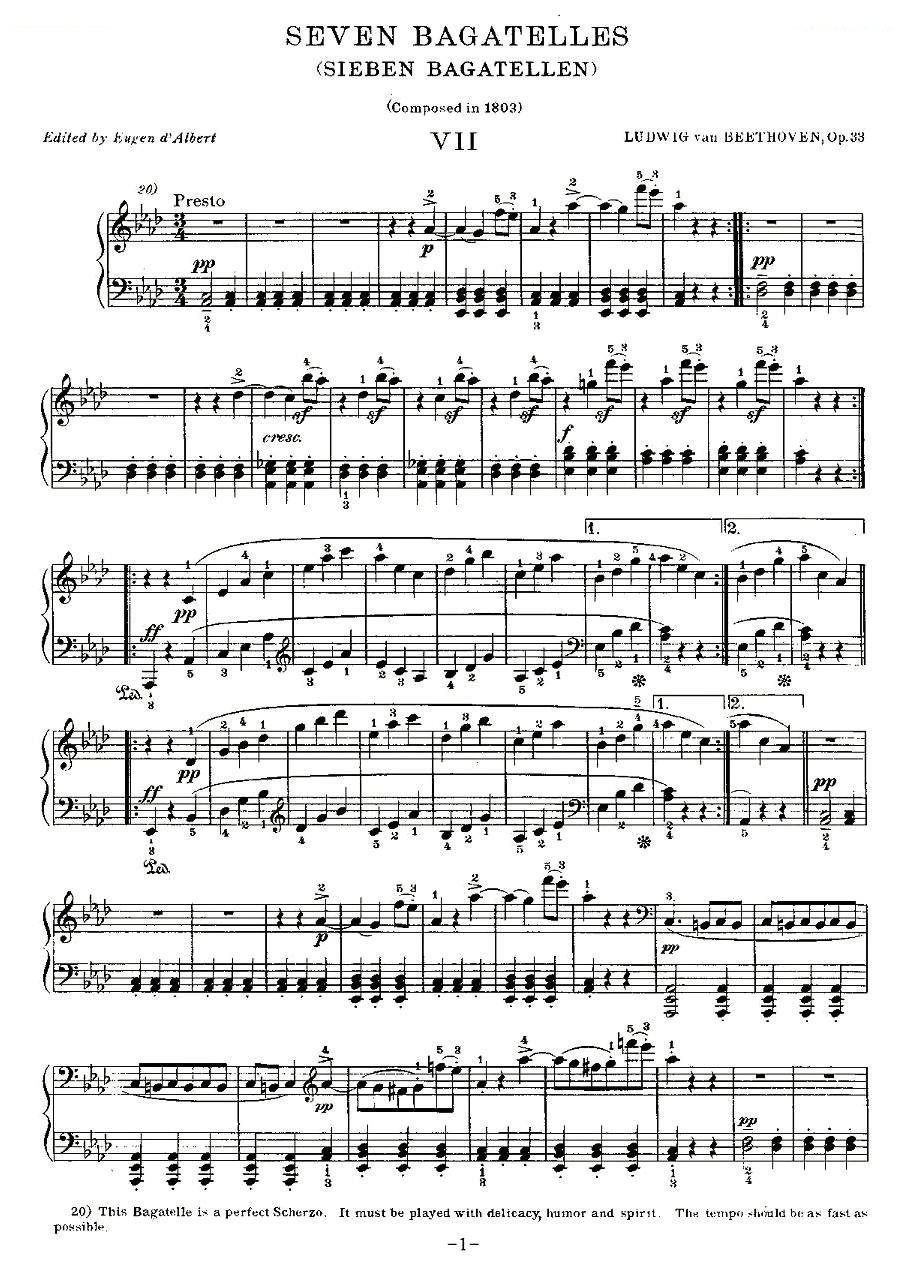 贝多芬钢琴小品（Bagatelles）Op.33 之七