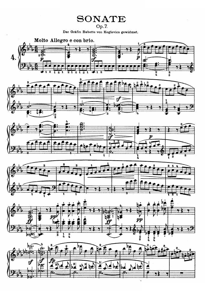 降E大调第四钢琴奏鸣曲-Op.7