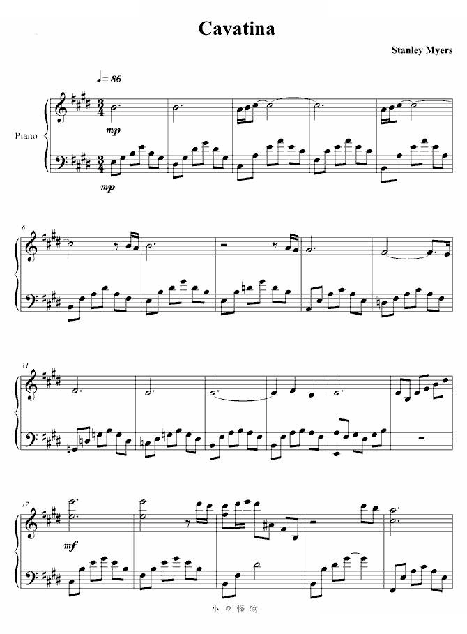 cavatina钢琴版