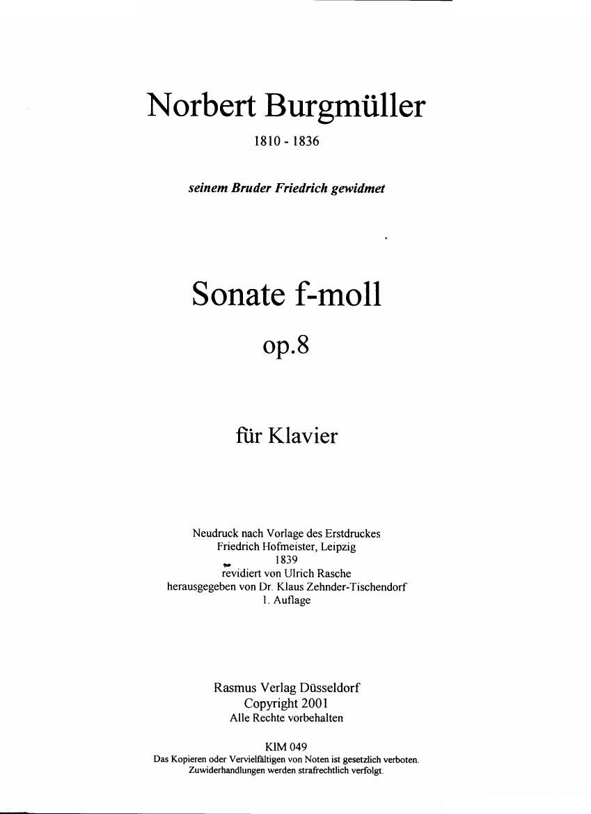 Burgmüller, Norbert Sonata op8