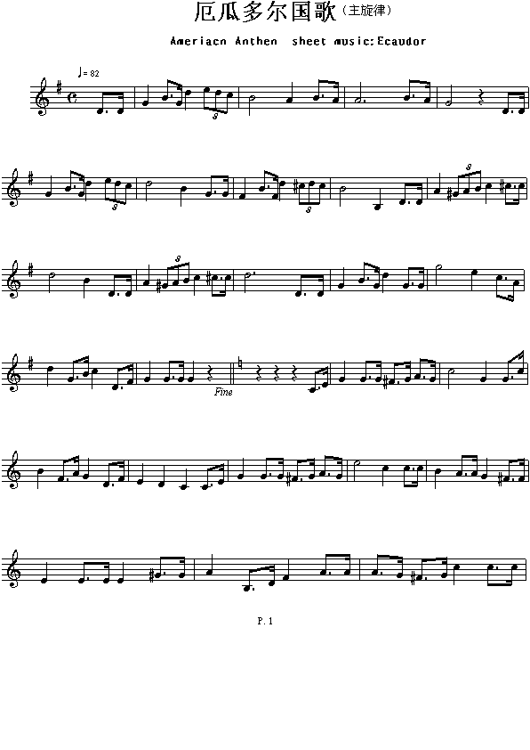 厄瓜多尔国歌（Ameriacn Anthen sheet music:Ecaudor）