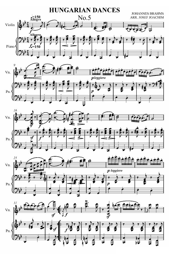 小提琴：匈牙利舞曲第五号