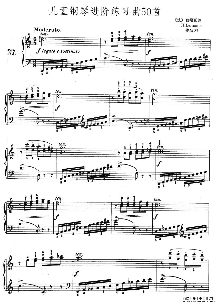 儿童钢琴进阶练习曲50首之37