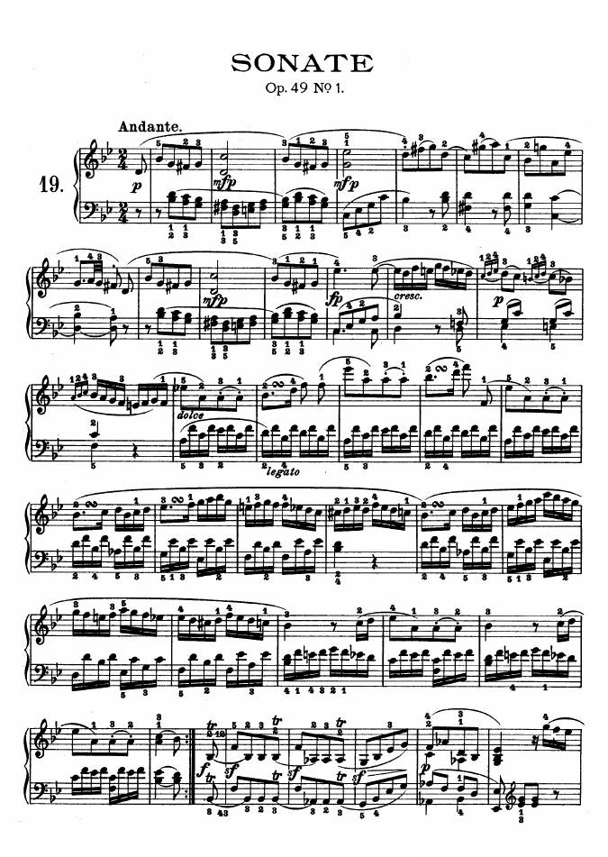 第十九钢琴奏鸣曲-（Op.49 No.1）