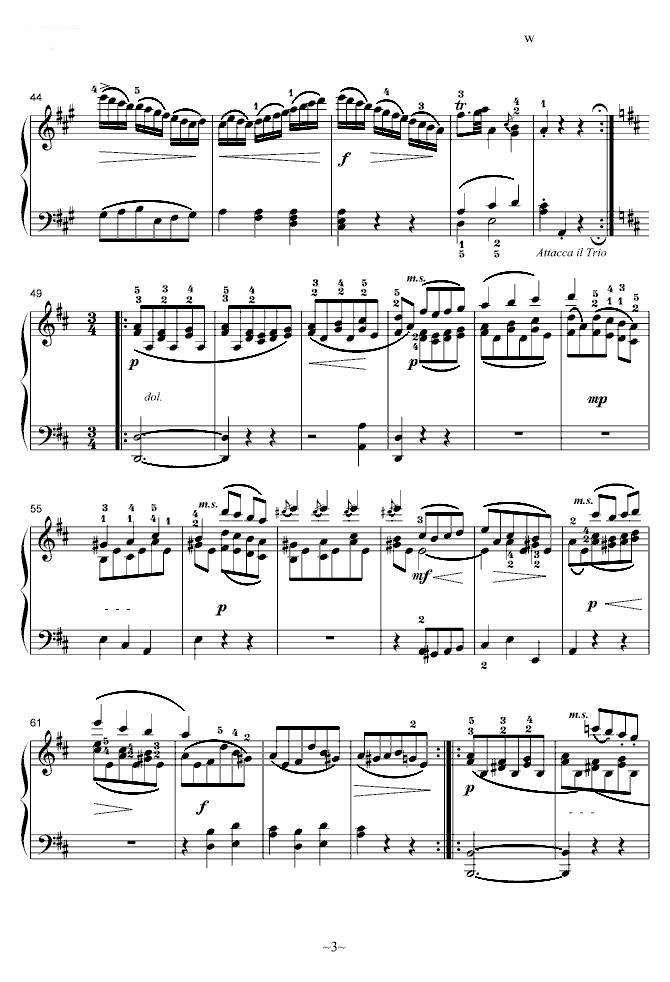 A大调奏鸣曲第二乐章