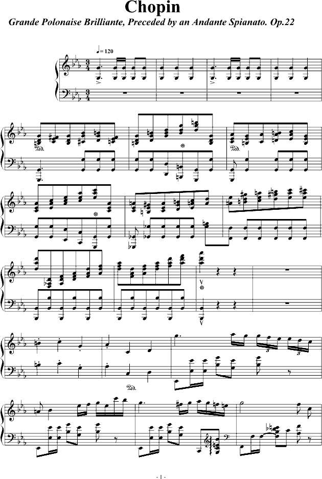 肖邦大波兰舞曲opus22