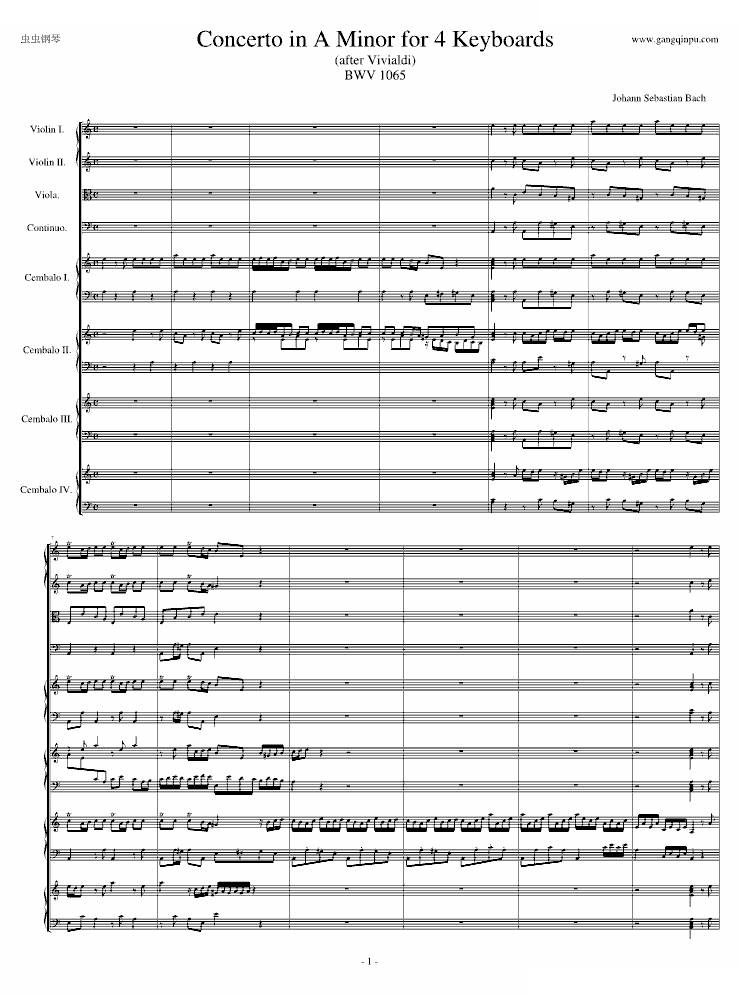 四羽管键琴协奏曲 BWV1065