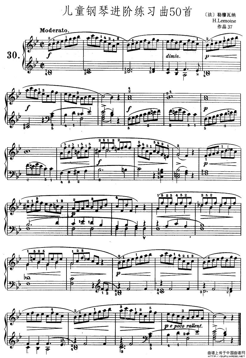 儿童钢琴进阶练习曲50首之30