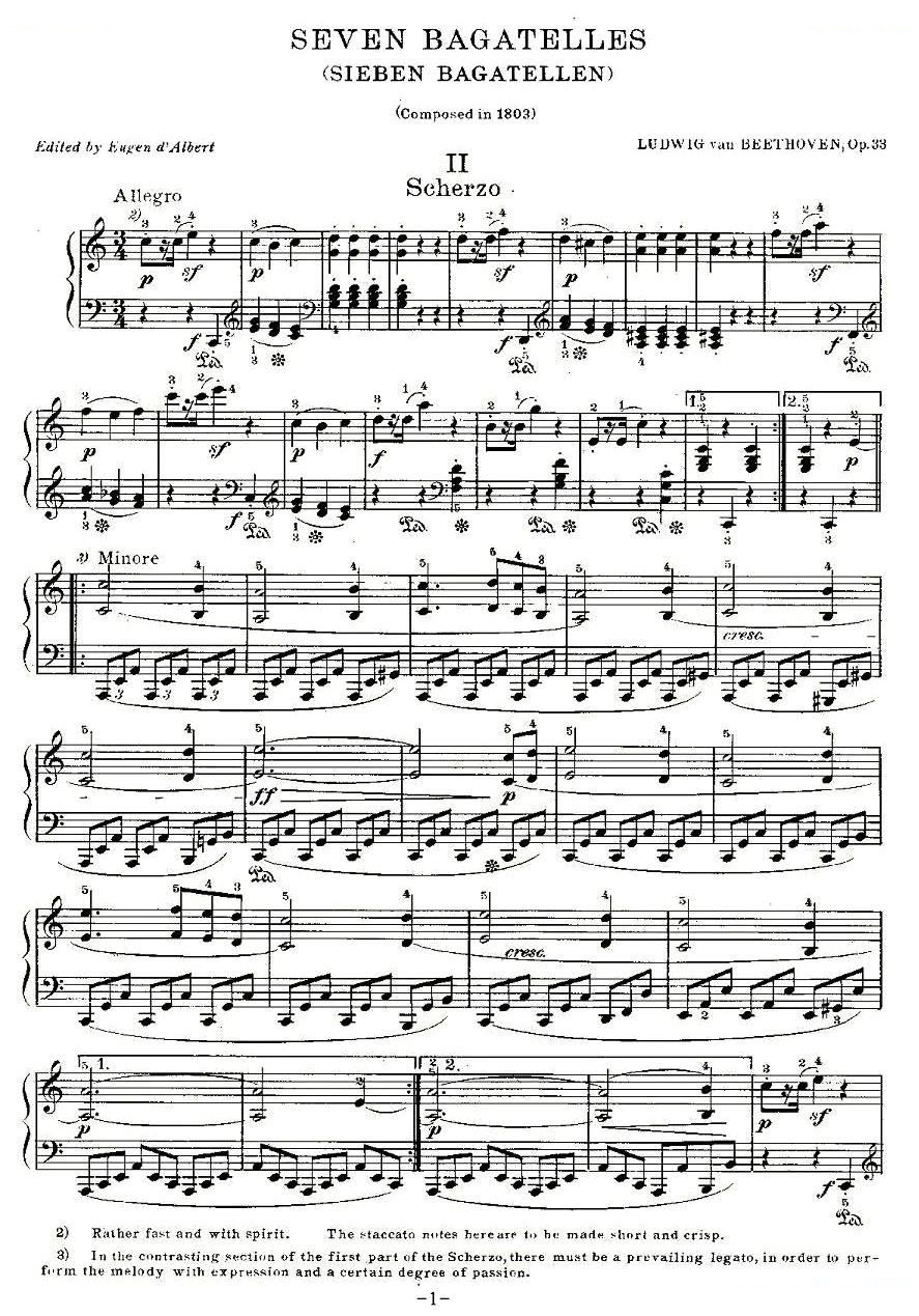贝多芬钢琴小品（Bagatelles）Op.33 之二