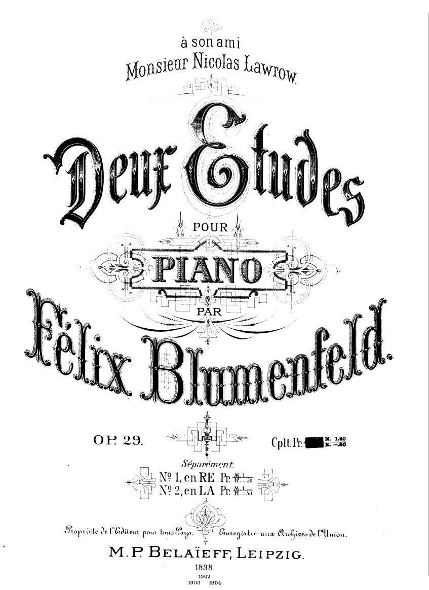 BLUMENFELD-Etude op29 no1