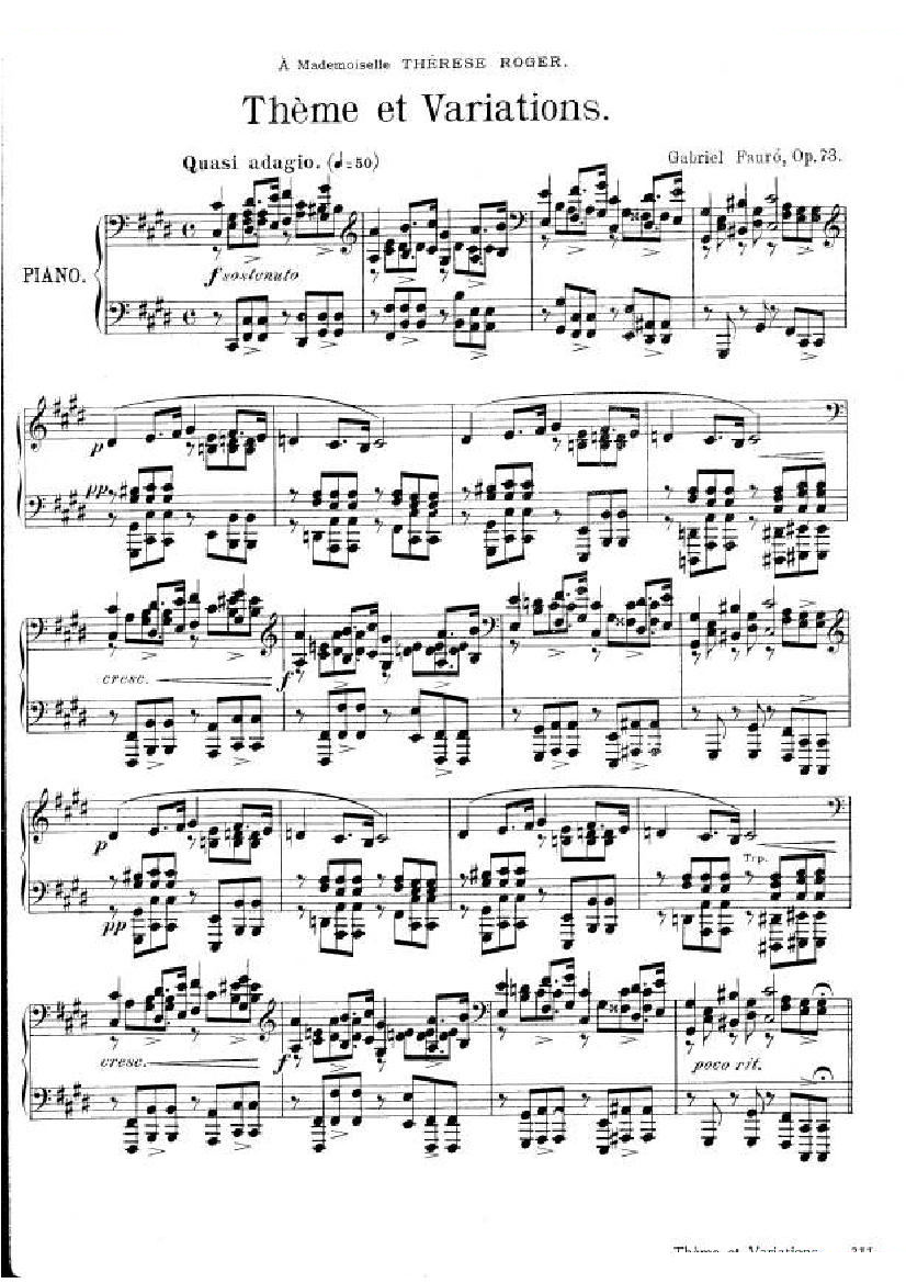 Fauré Theme et variations, opus 73