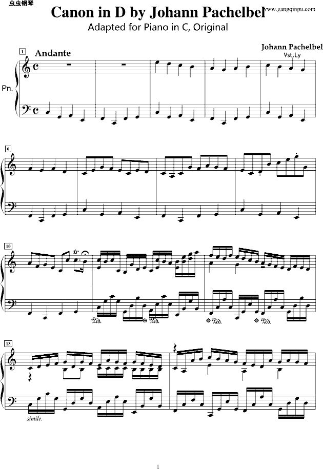 Canon Adapted for Piano, Original 卡农巴洛克原版的钢琴变奏