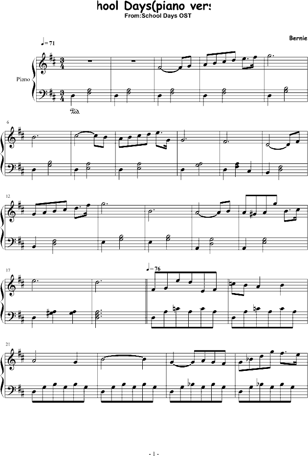 日在校园-School Days(piano version)