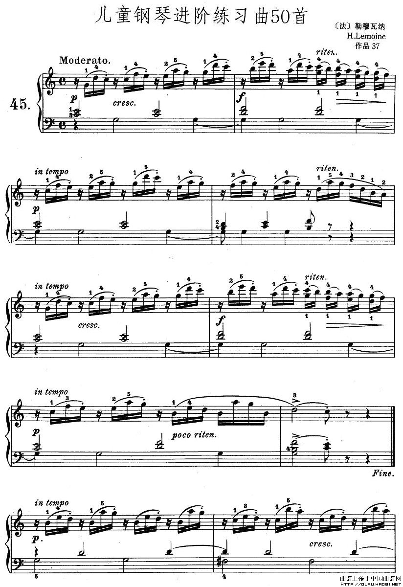 儿童钢琴进阶练习曲50首之45