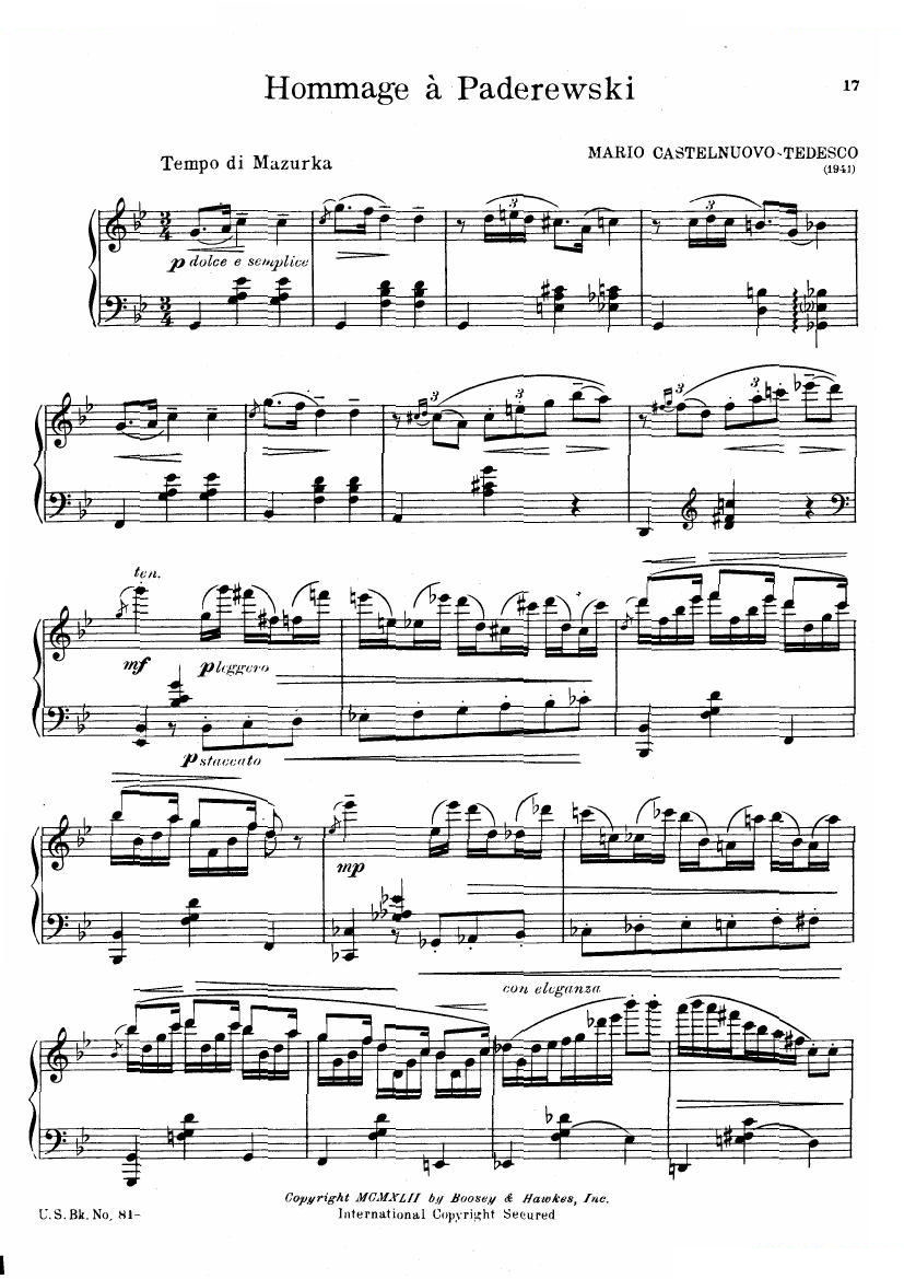 castelnuovo-tedesco hommage a paderewski