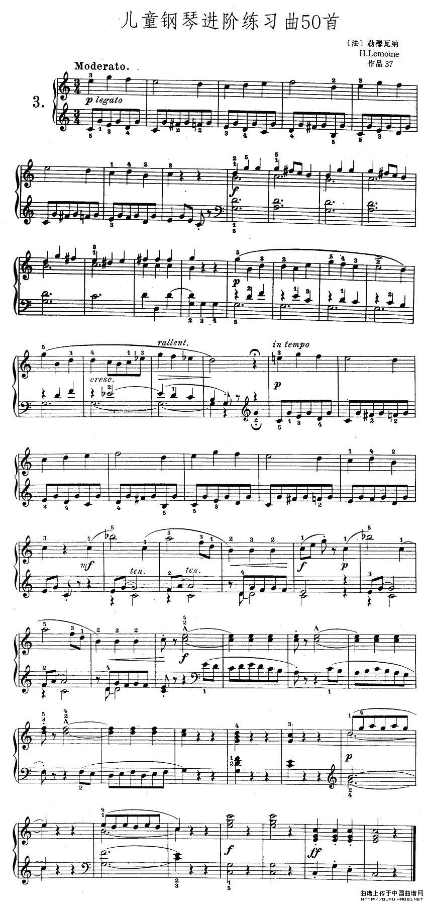儿童钢琴进阶练习曲50首之3