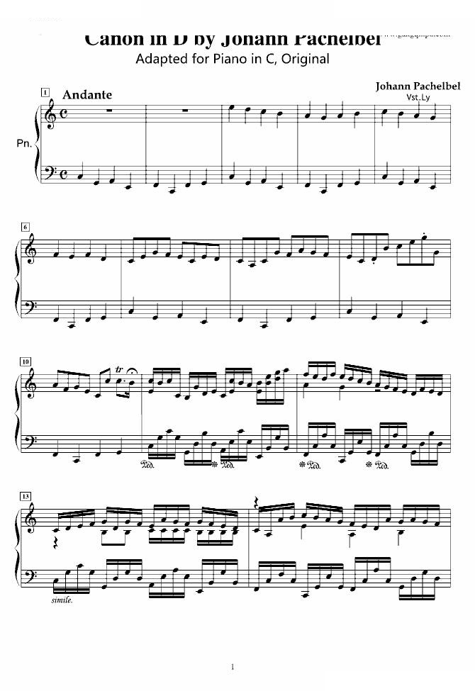 Canon Adapted for Piano, Original 卡农巴洛克原版的钢琴变奏