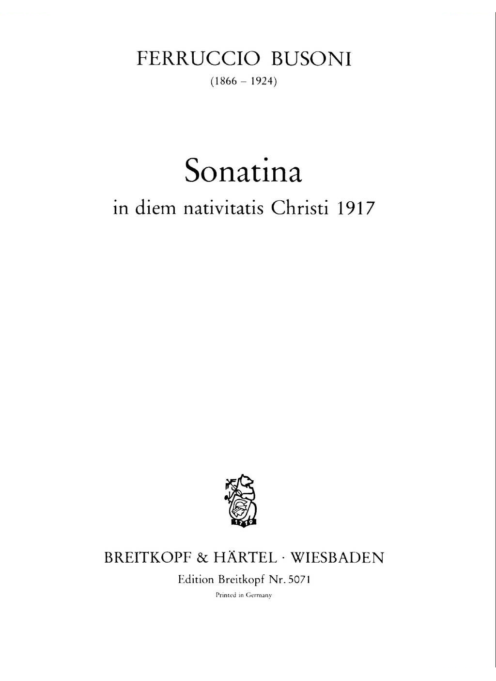 Busoni Sonatina in diem nativitatis Christi