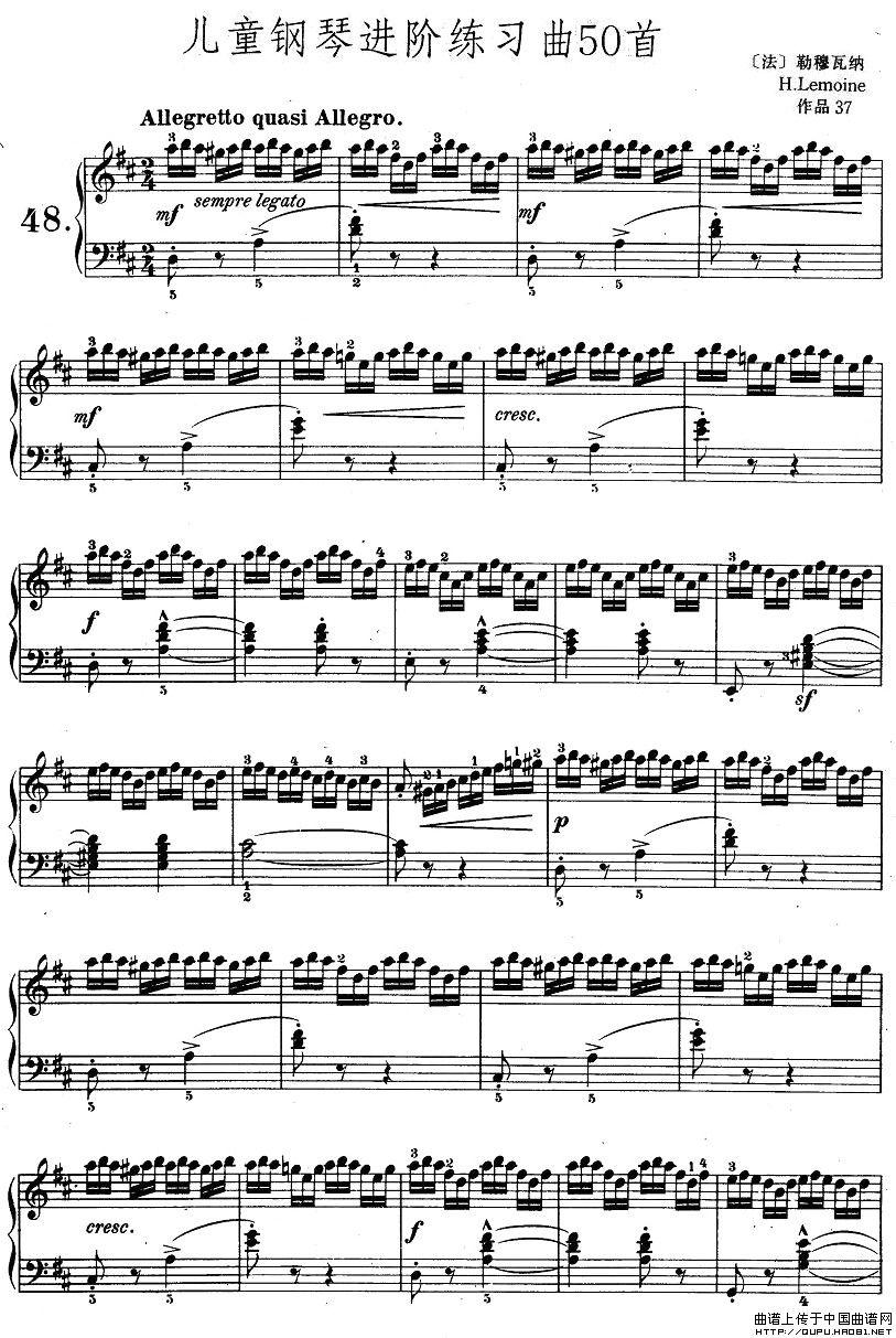 儿童钢琴进阶练习曲50首之48