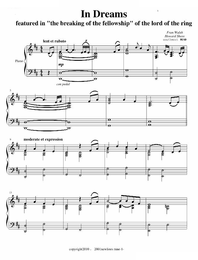 在梦中钢琴独奏（魔戒经典原声插曲）