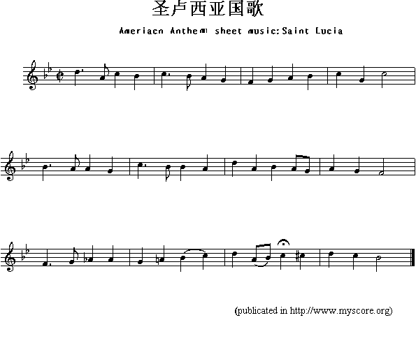 圣卢西亚国歌（Ameriacn Anthem sheet music:Saint Lucia）