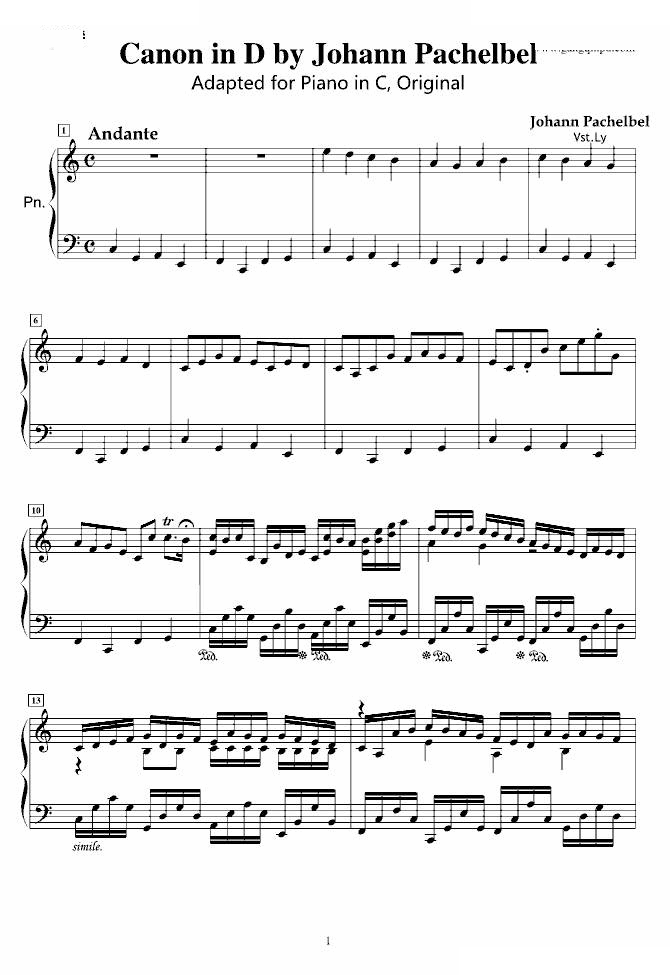 Canon Adapted for Piano, Original 卡农巴洛克原版的钢琴变奏