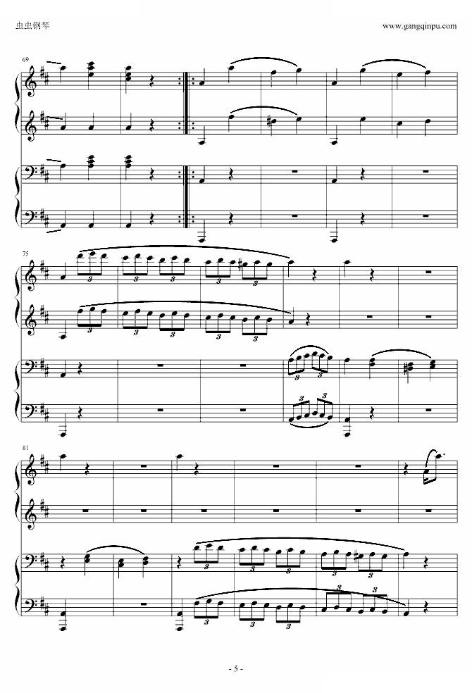 莫扎特D大调四手联弹钢琴奏鸣曲第三乐章