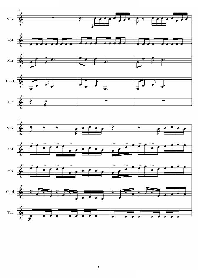 打击乐爵士五重奏——钟声（练习曲）