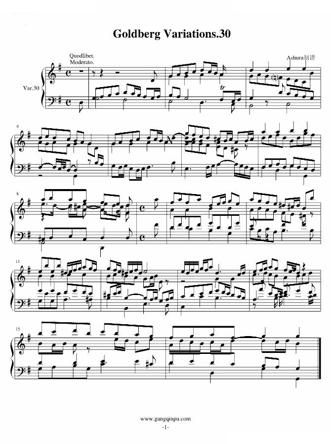哥德堡变奏曲第30变奏.终曲