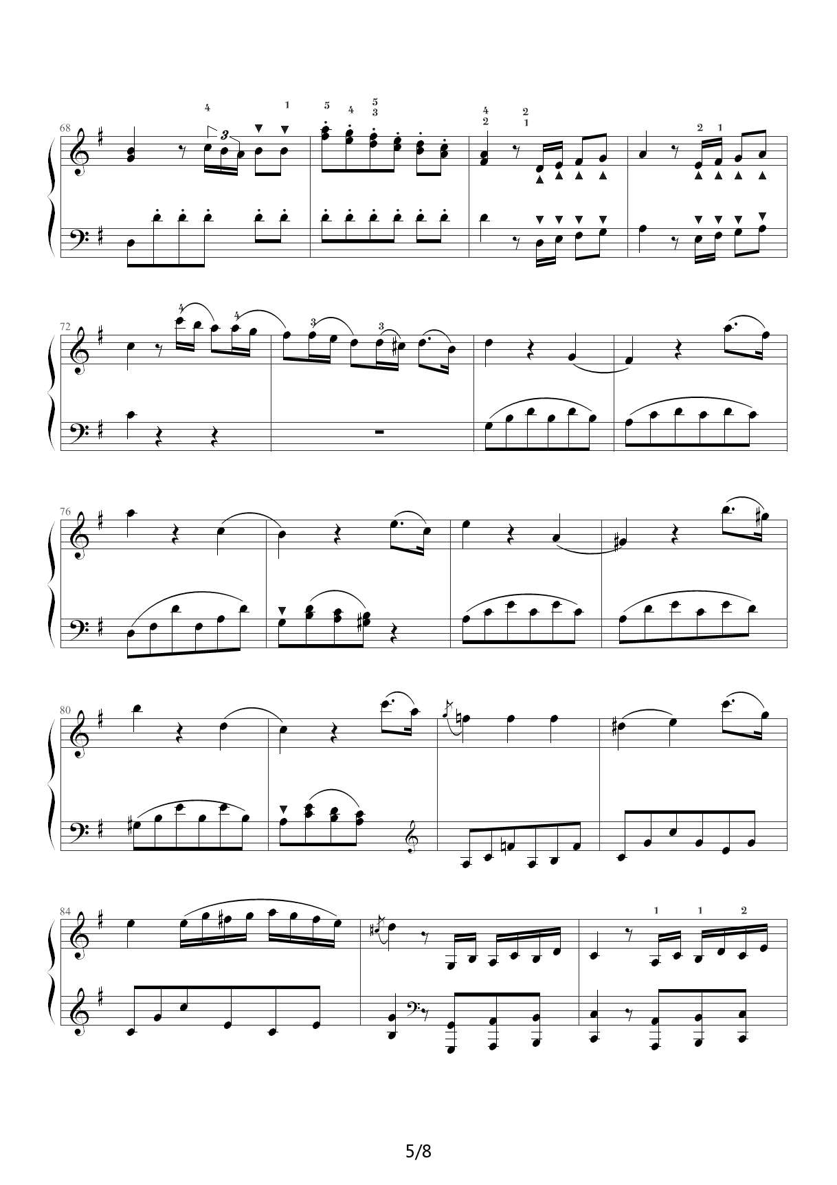 中央音乐学院钢琴（业余）考级教程六级（45、G大调奏鸣曲第一乐章K.283） G调