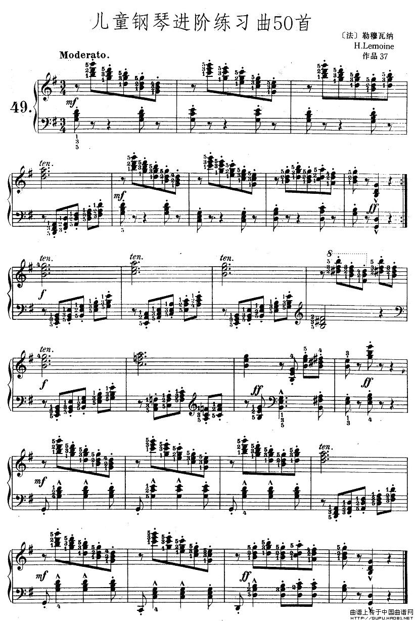 儿童钢琴进阶练习曲50首之49