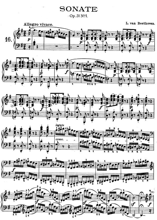 第十六钢琴奏鸣曲-（Op.31 No.1）