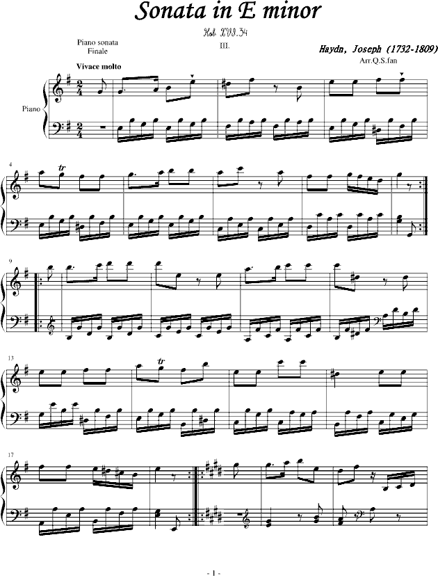 海顿钢琴奏鸣曲34-（终乐章）