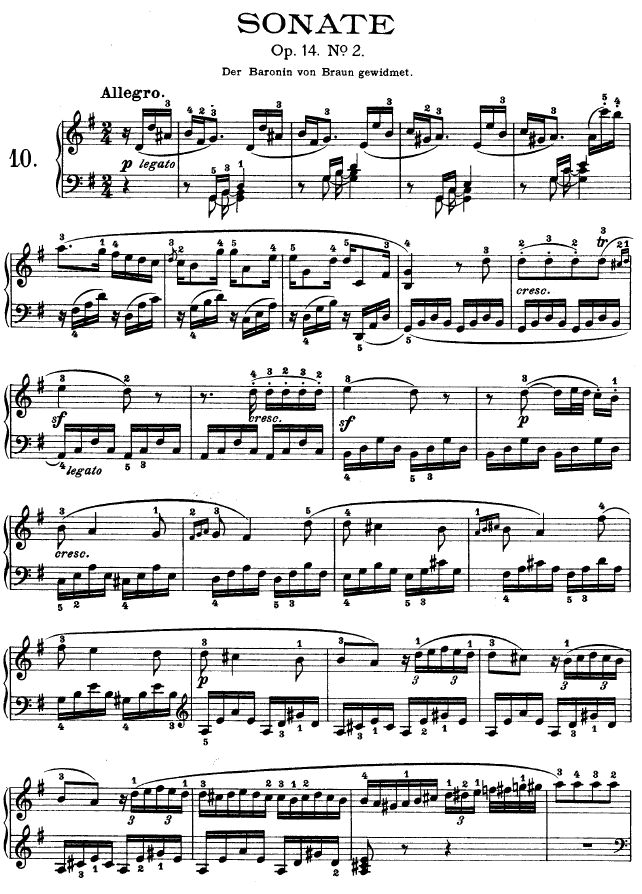 G大调第十钢琴奏鸣曲　Op. 14 No--2