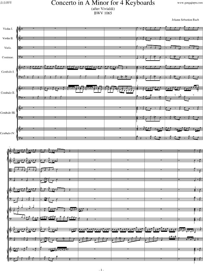 四羽管键琴协奏曲 BWV1065