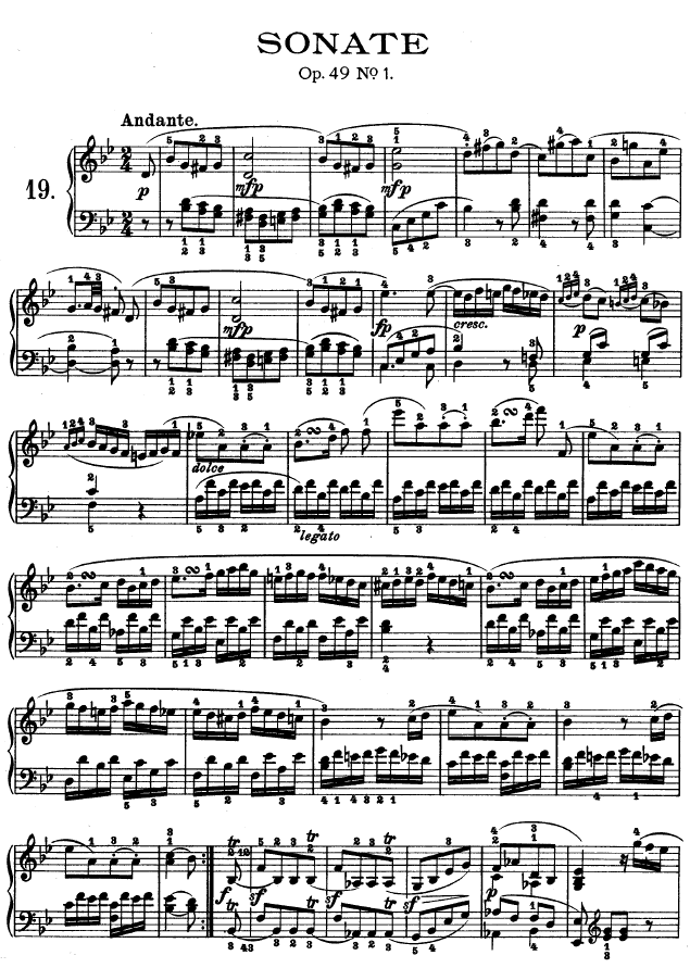 第十九钢琴奏鸣曲-（Op.49 No.1）
