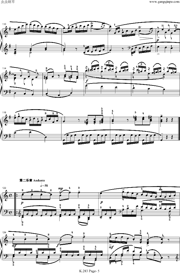 莫扎特G大调钢琴奏鸣曲K.283