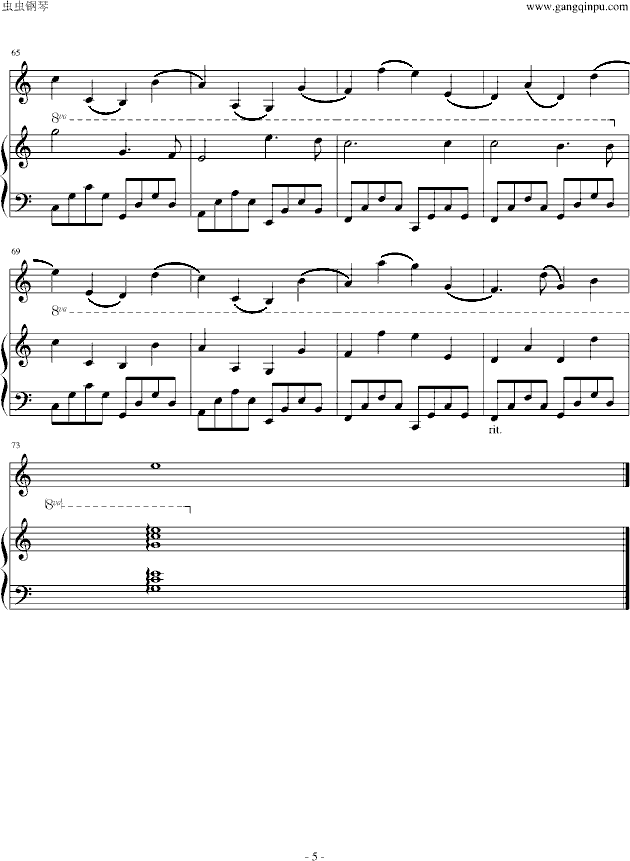 卡农小提琴+钢琴版（动画金色琴弦）