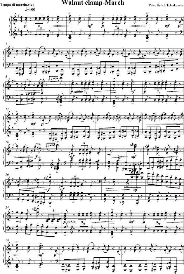 胡桃夹子进行曲原版钢琴独奏版