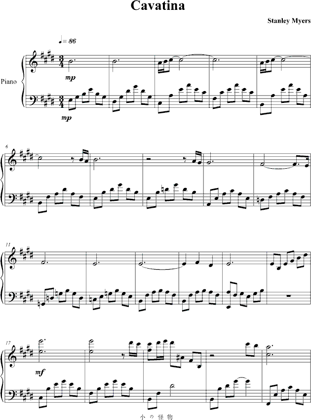 cavatina钢琴版
