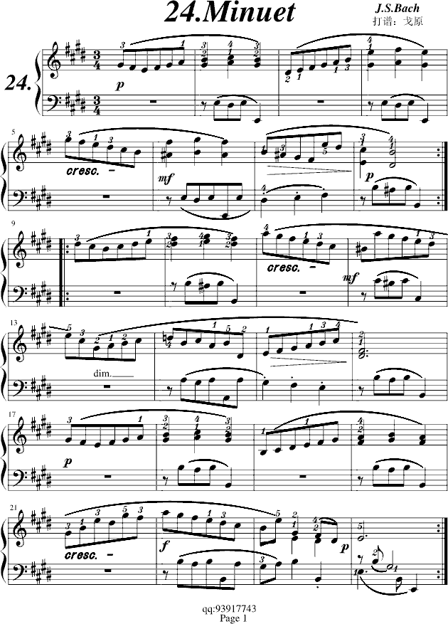 巴赫初步II No.24 Minuet