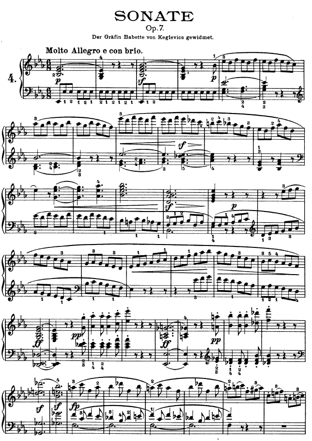 降E大调第四钢琴奏鸣曲-Op.7