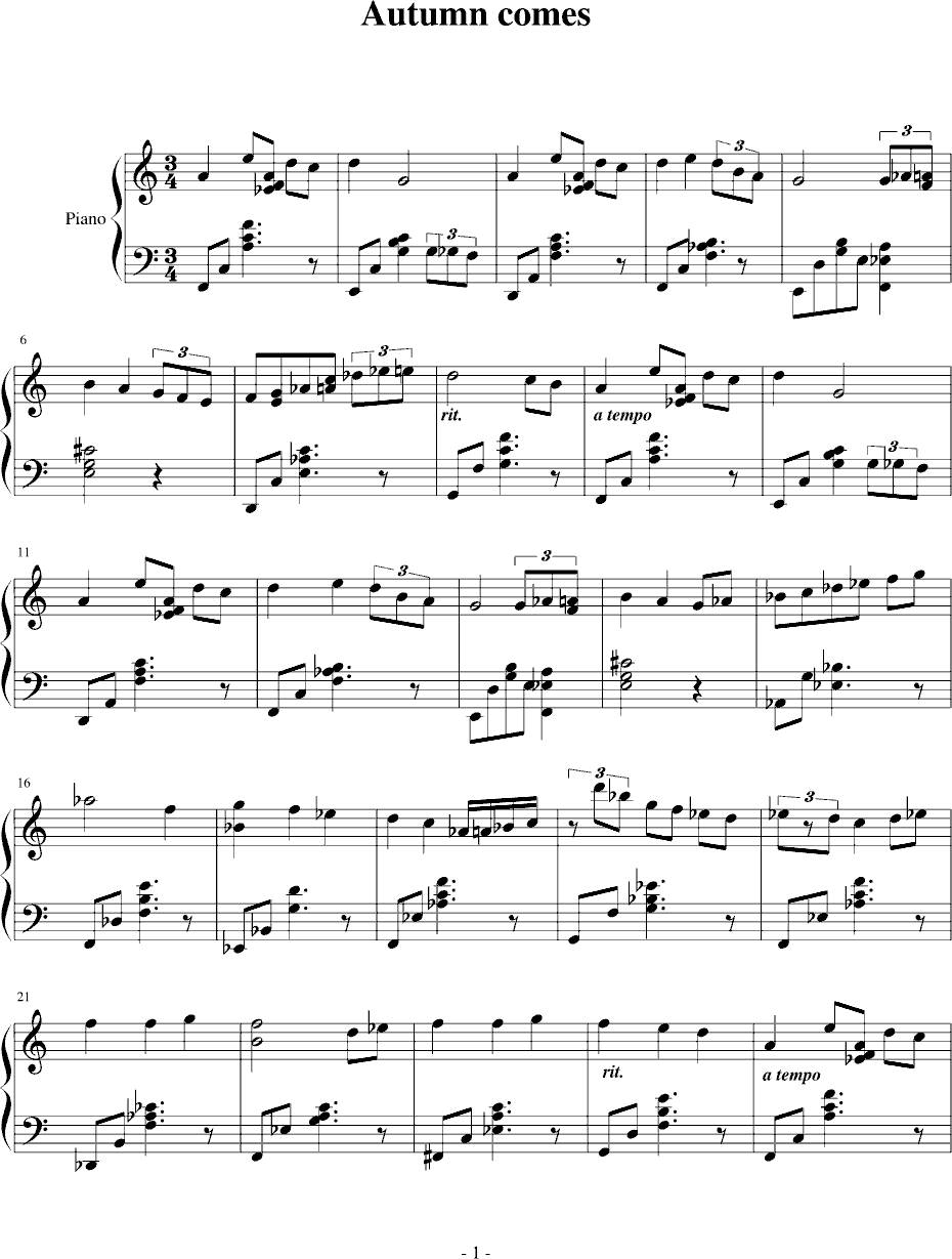 Autumn comes（jazz waltz）