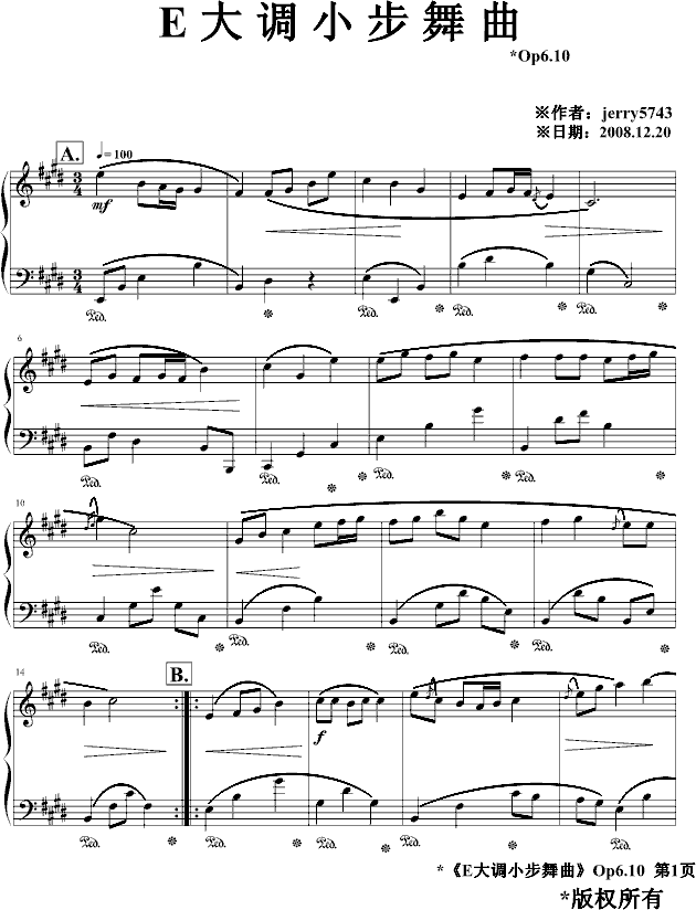 E大调小步舞曲Op6.10