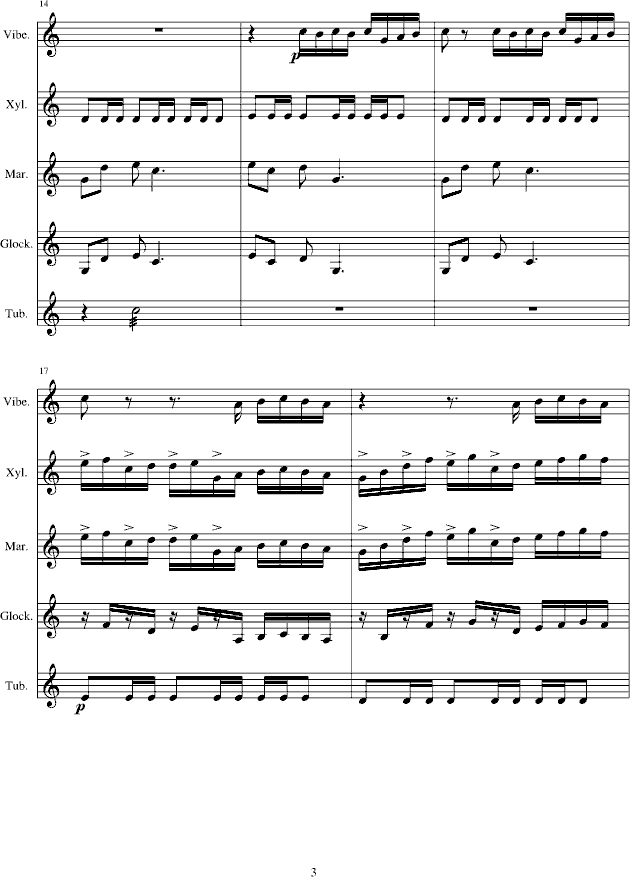 打击乐爵士五重奏——钟声（练习曲）