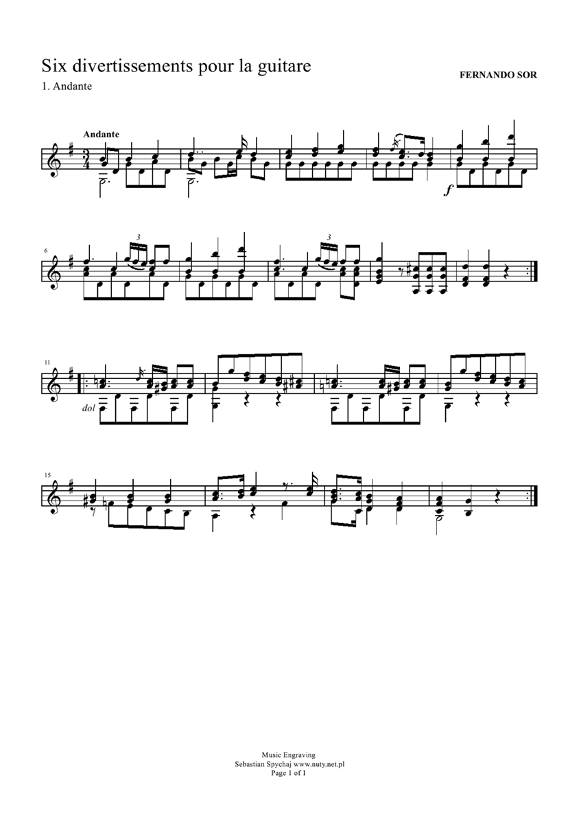 six divertissements pour la guitare