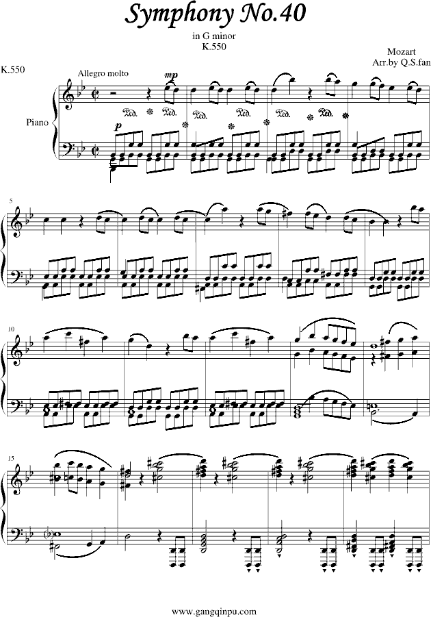 莫扎特第四十号交响曲（第一乐章）