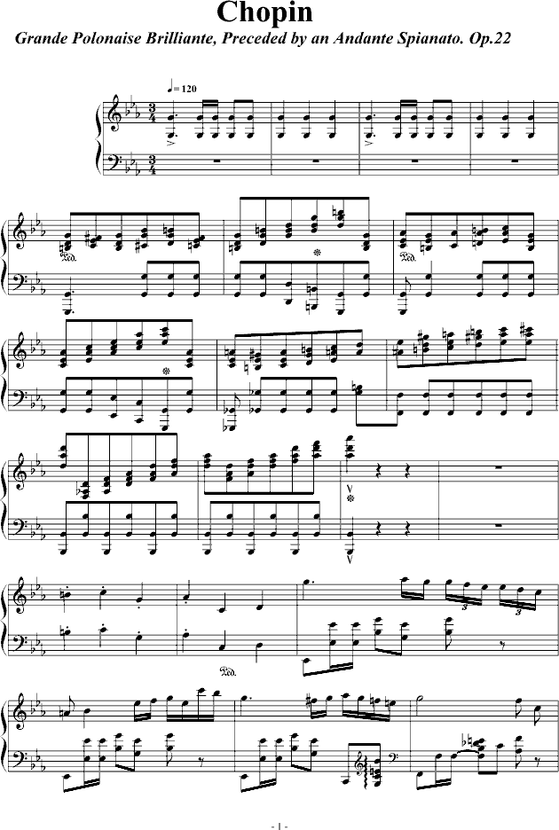 肖邦大波兰舞曲opus22