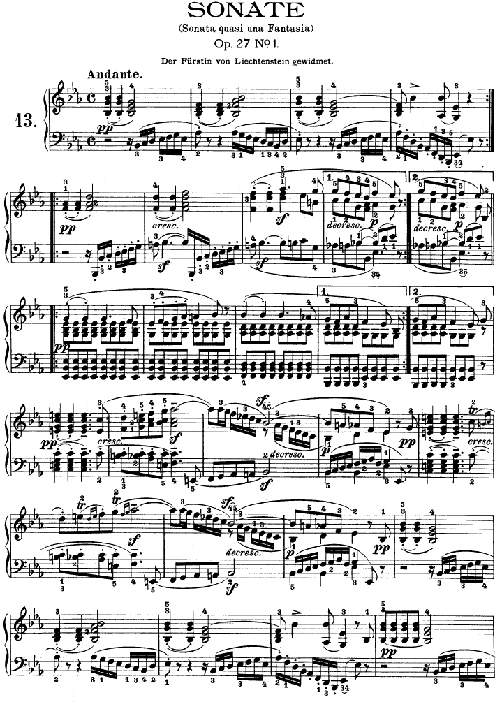 第十三钢琴奏鸣曲-（Op.27 No.1）